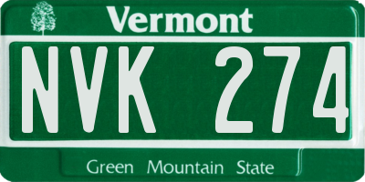 VT license plate NVK274