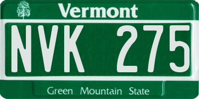 VT license plate NVK275