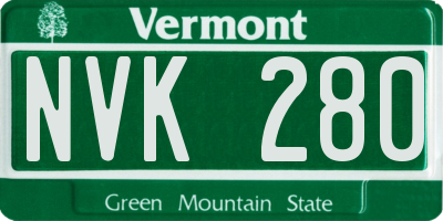 VT license plate NVK280