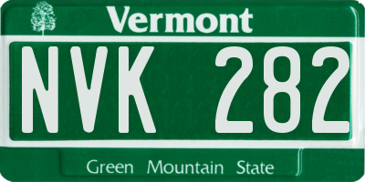 VT license plate NVK282