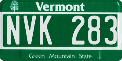 VT license plate NVK283