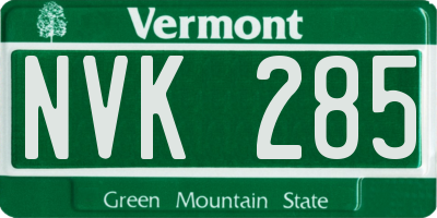 VT license plate NVK285