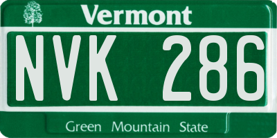 VT license plate NVK286