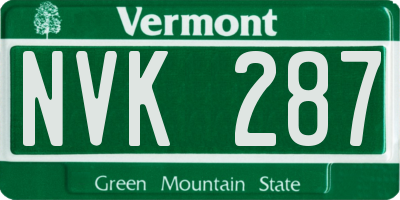 VT license plate NVK287