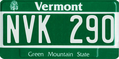 VT license plate NVK290