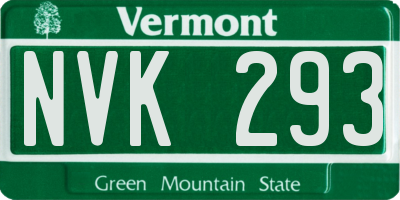 VT license plate NVK293
