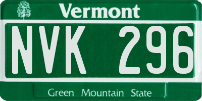 VT license plate NVK296
