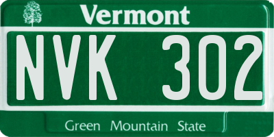 VT license plate NVK302