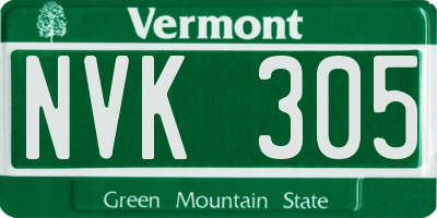 VT license plate NVK305