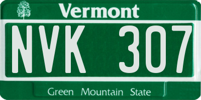 VT license plate NVK307