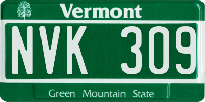 VT license plate NVK309