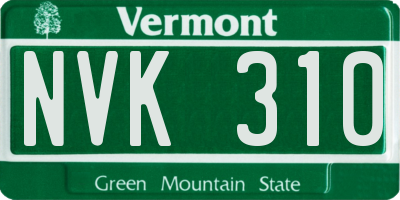 VT license plate NVK310