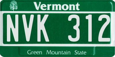 VT license plate NVK312