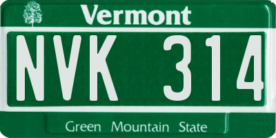 VT license plate NVK314
