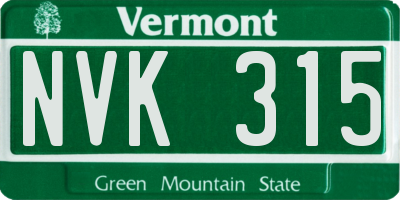 VT license plate NVK315