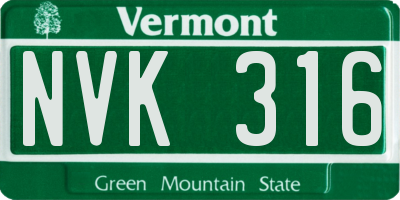 VT license plate NVK316