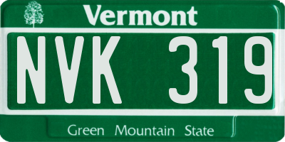 VT license plate NVK319