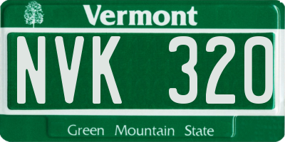 VT license plate NVK320