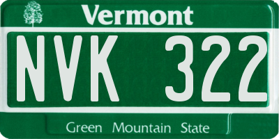 VT license plate NVK322