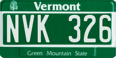 VT license plate NVK326