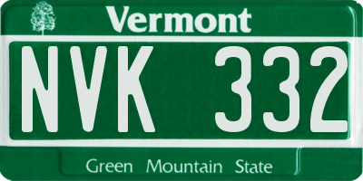 VT license plate NVK332