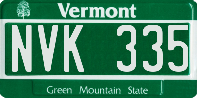 VT license plate NVK335