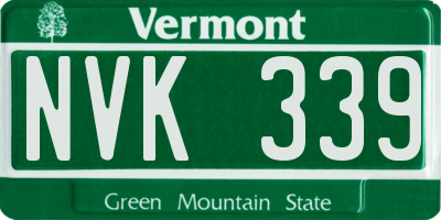 VT license plate NVK339