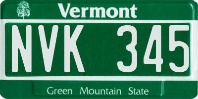 VT license plate NVK345