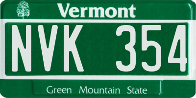 VT license plate NVK354