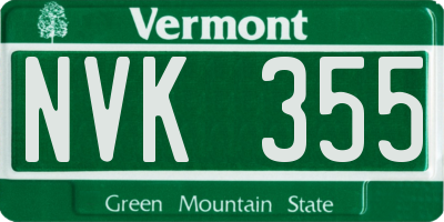 VT license plate NVK355