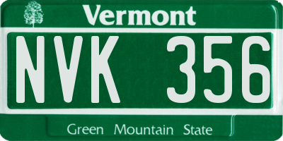 VT license plate NVK356