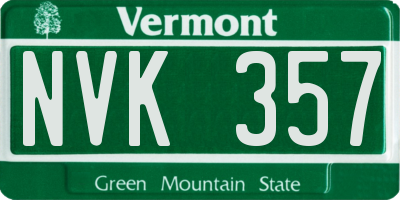 VT license plate NVK357