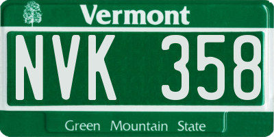 VT license plate NVK358