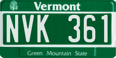 VT license plate NVK361