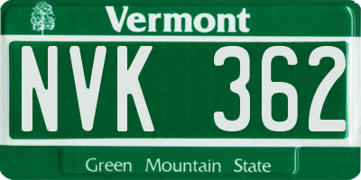 VT license plate NVK362