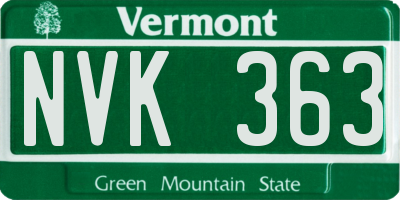 VT license plate NVK363