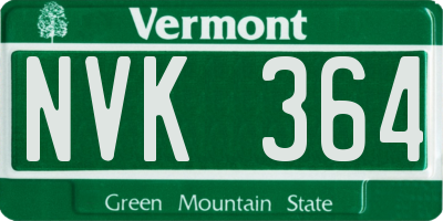 VT license plate NVK364