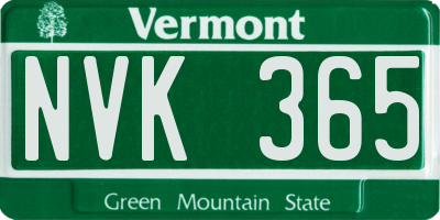 VT license plate NVK365