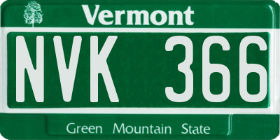 VT license plate NVK366