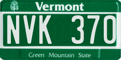 VT license plate NVK370