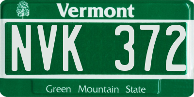 VT license plate NVK372
