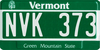 VT license plate NVK373