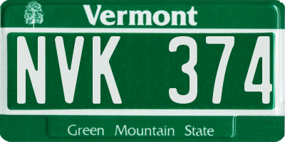 VT license plate NVK374