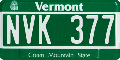 VT license plate NVK377