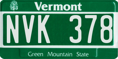 VT license plate NVK378