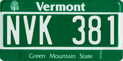 VT license plate NVK381