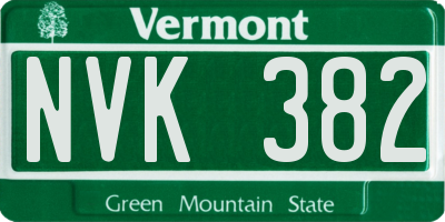 VT license plate NVK382