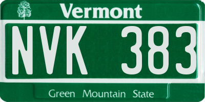 VT license plate NVK383