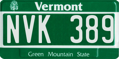 VT license plate NVK389