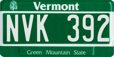 VT license plate NVK392